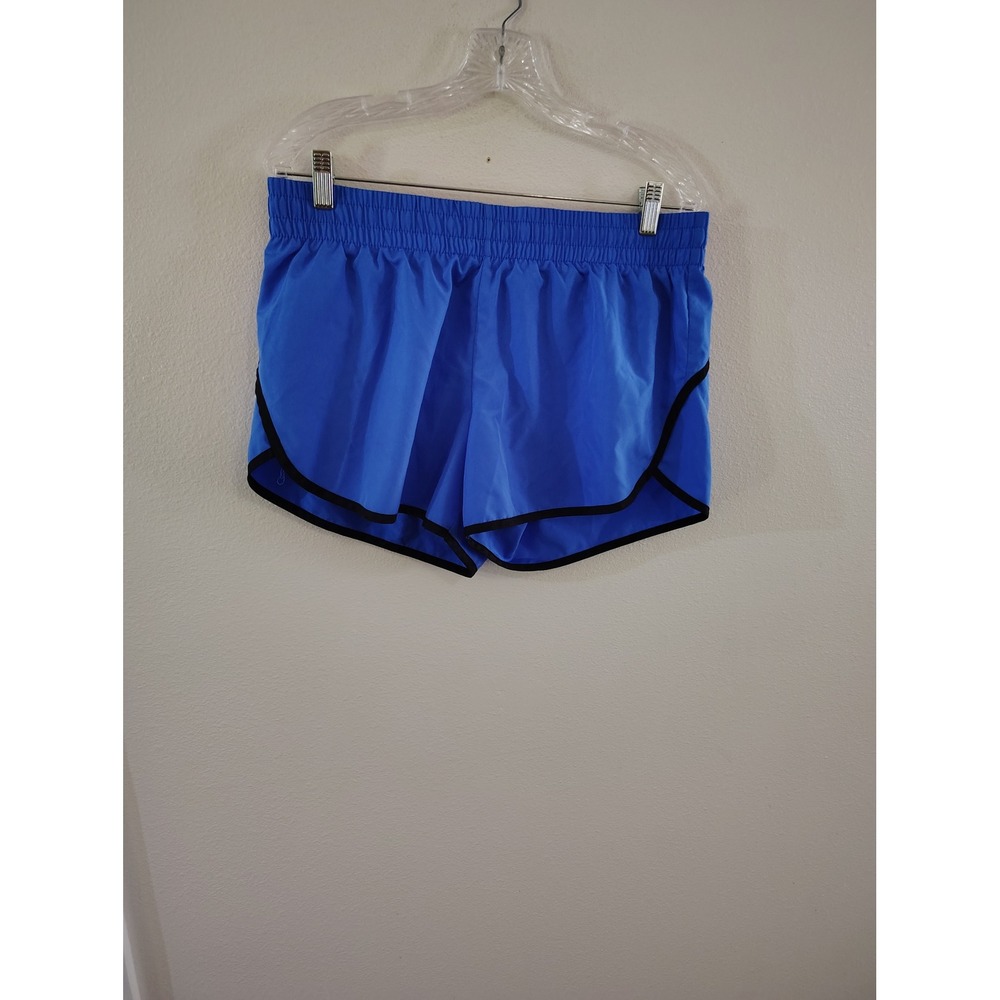 Athletic Works Womens Blue Running Shorts Black Trim Dolphin Hem Large 12-14